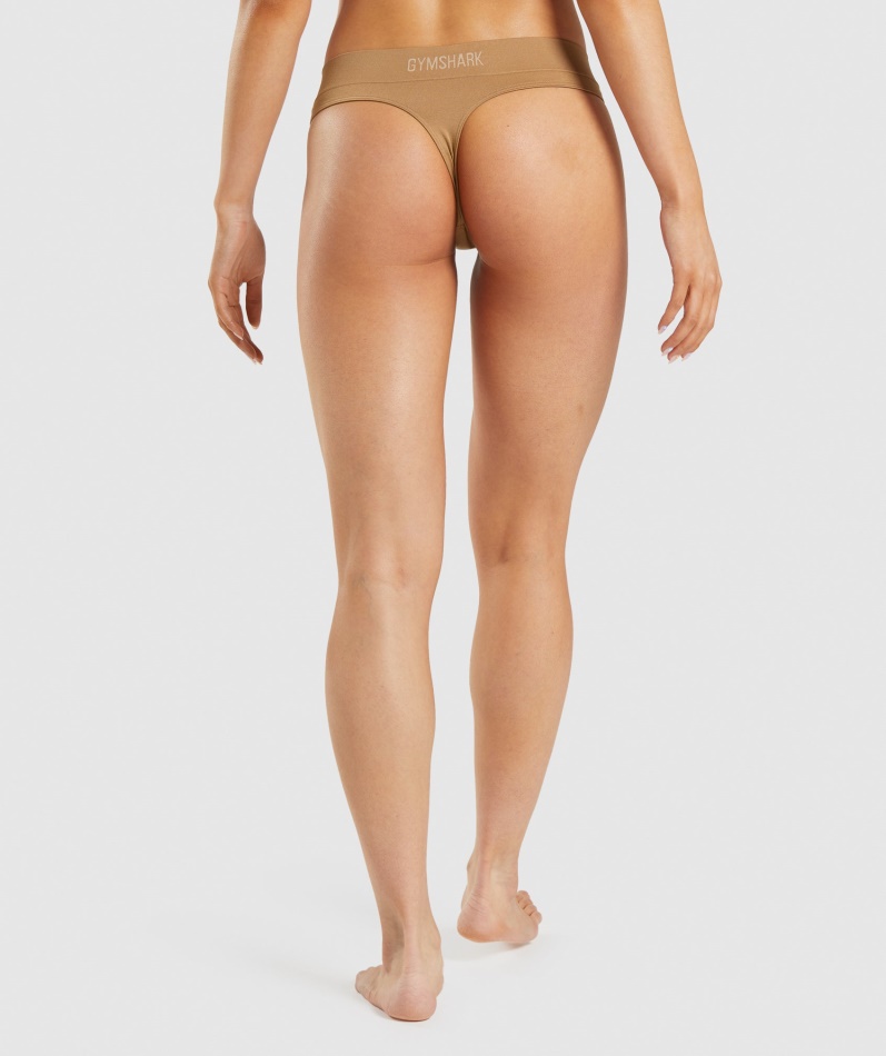 Gymshark Sømløs Thong Gylden Lysebrun