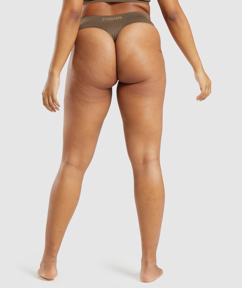 Gymshark Sømløs Thong Valnøttbrun