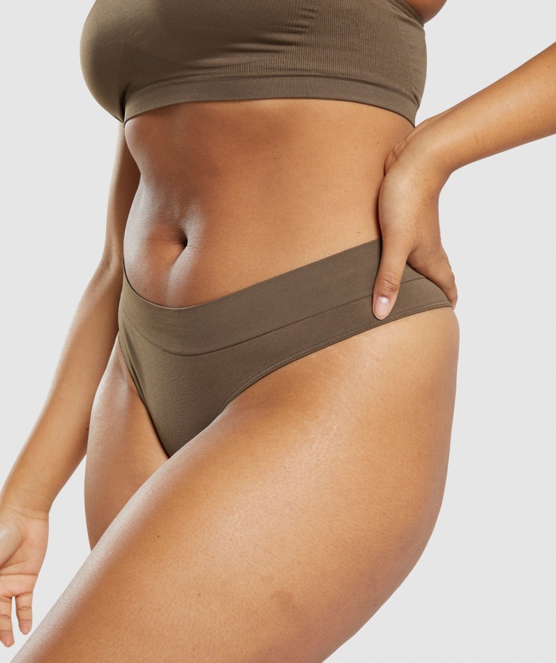 Gymshark Sømløs Thong Valnøttbrun