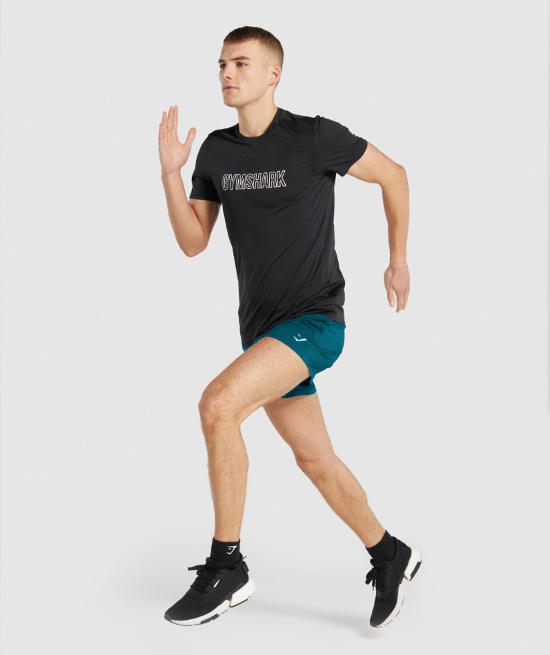 Gymshark Sharkhead Broderte Quarter Sokker 2pk Svart