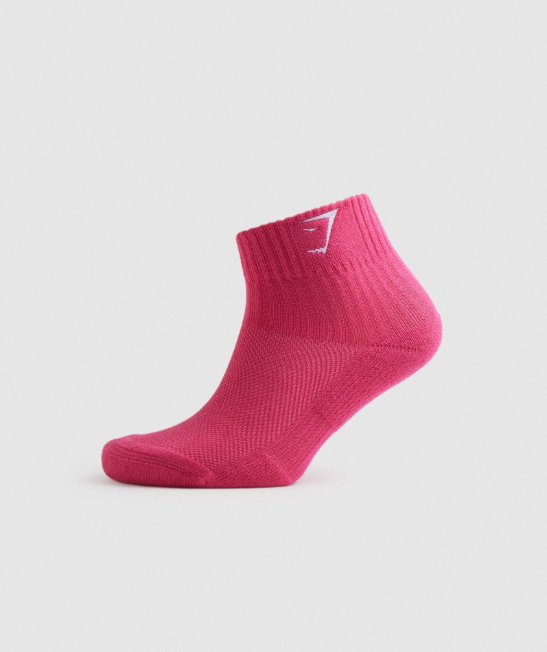Gymshark Sharkhead Broderte Quarter Sokker 2pk Hibiscus Rosa-aprikos Oransje