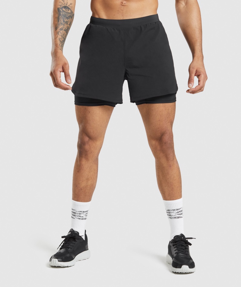 Gymshark Speed Evolve 5" 2 I 1 Shorts Svart