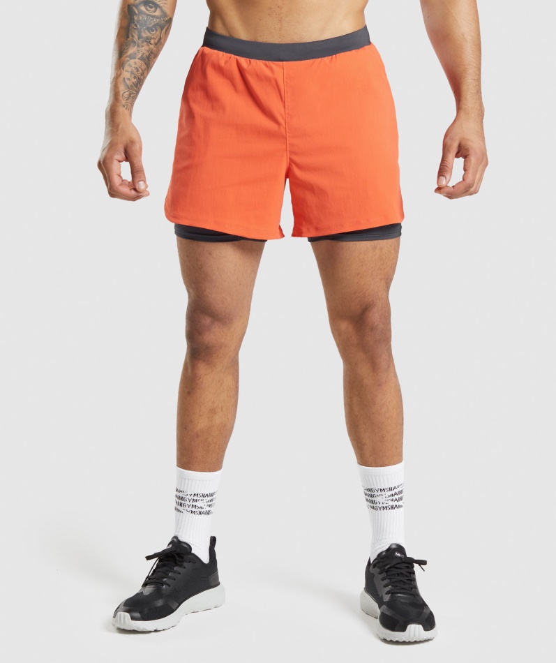 Gymshark Speed Evolve 5" 2 I 1 Shorts Papaya Oransje