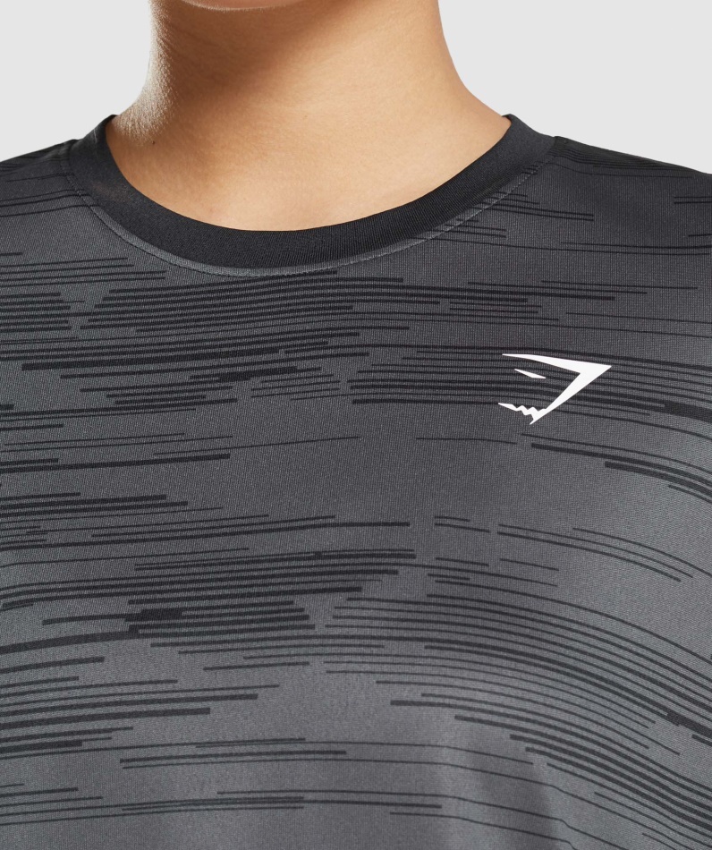 Gymshark Sport Løs Langermet T-skjorte Svart Trykk