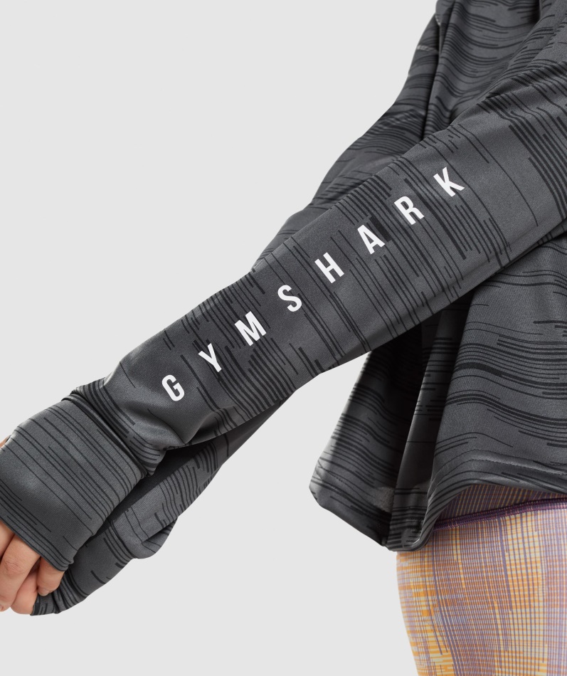 Gymshark Sport Løs Langermet T-skjorte Svart Trykk