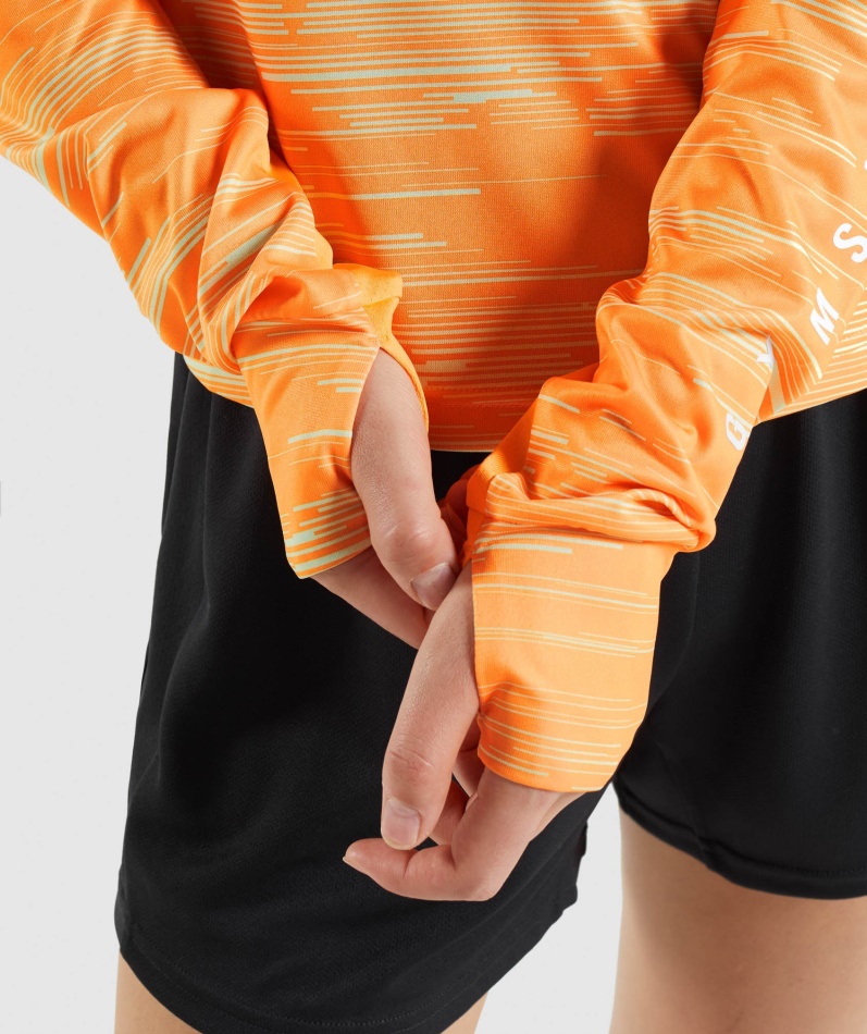 Gymshark Sport Løs Langermet T-skjorte Oransje Trykk
