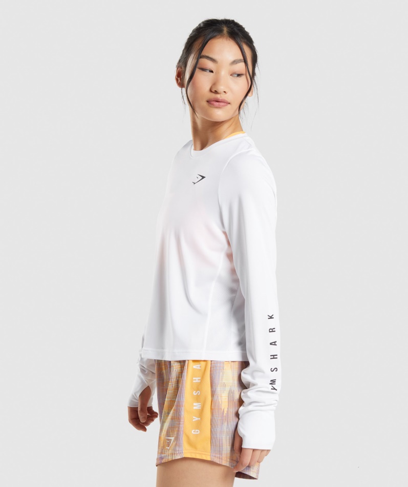 Gymshark Sport Løs Langermet T-skjorte Hvit