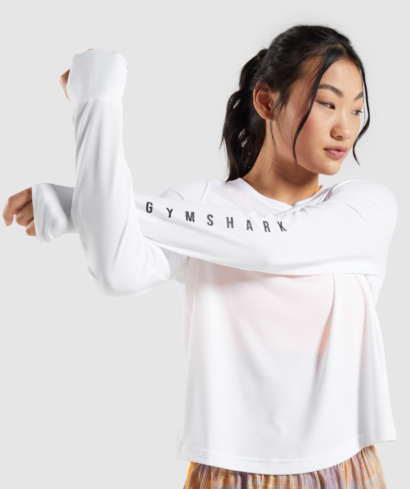Gymshark Sport Løs Langermet T-skjorte Hvit