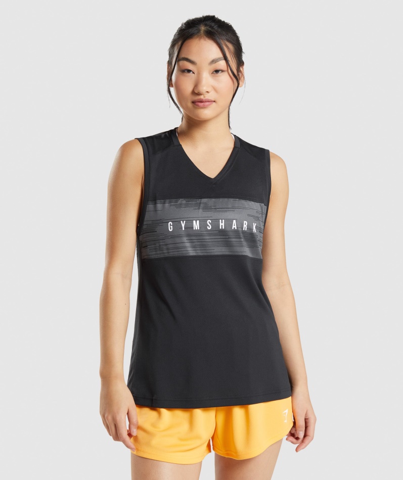 Gymshark Sport Løs Tank Svart Trykk