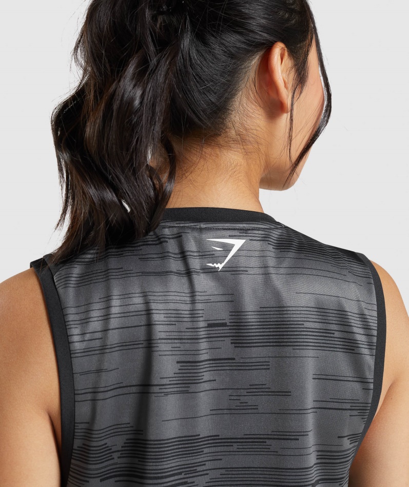 Gymshark Sport Løs Tank Svart Trykk