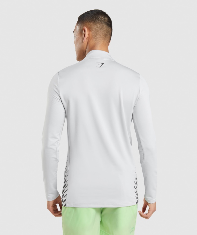 Gymshark Sport Stripe 1/4 Glidelås Lys Grå