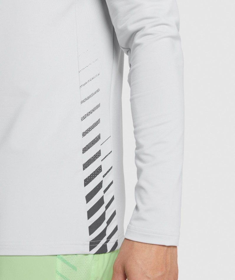 Gymshark Sport Stripe 1/4 Glidelås Lys Grå