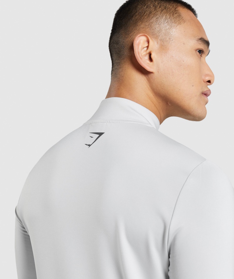 Gymshark Sport Stripe 1/4 Glidelås Lys Grå