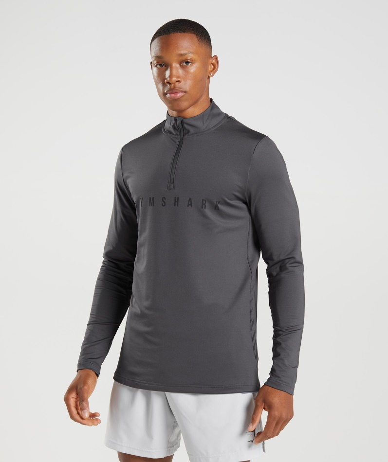 Gymshark Sport Stripe 1/4 Glidelås Onyx Grå