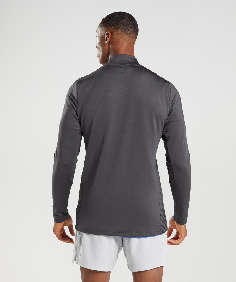Gymshark Sport Stripe 1/4 Glidelås Onyx Grå