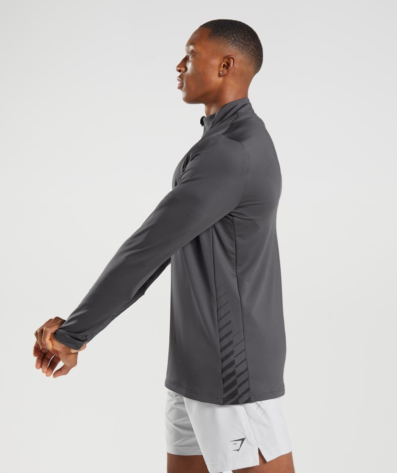 Gymshark Sport Stripe 1/4 Glidelås Onyx Grå
