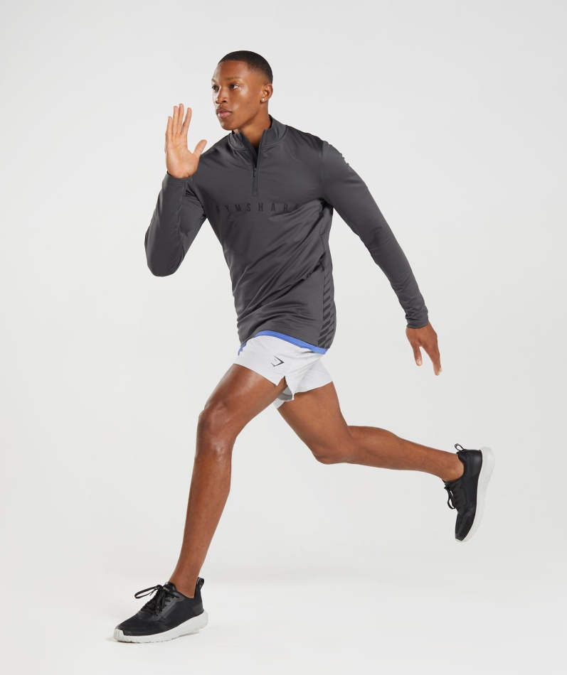 Gymshark Sport Stripe 1/4 Glidelås Onyx Grå