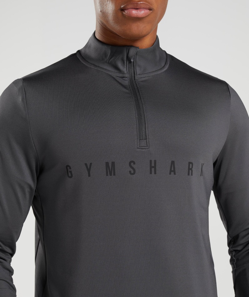 Gymshark Sport Stripe 1/4 Glidelås Onyx Grå