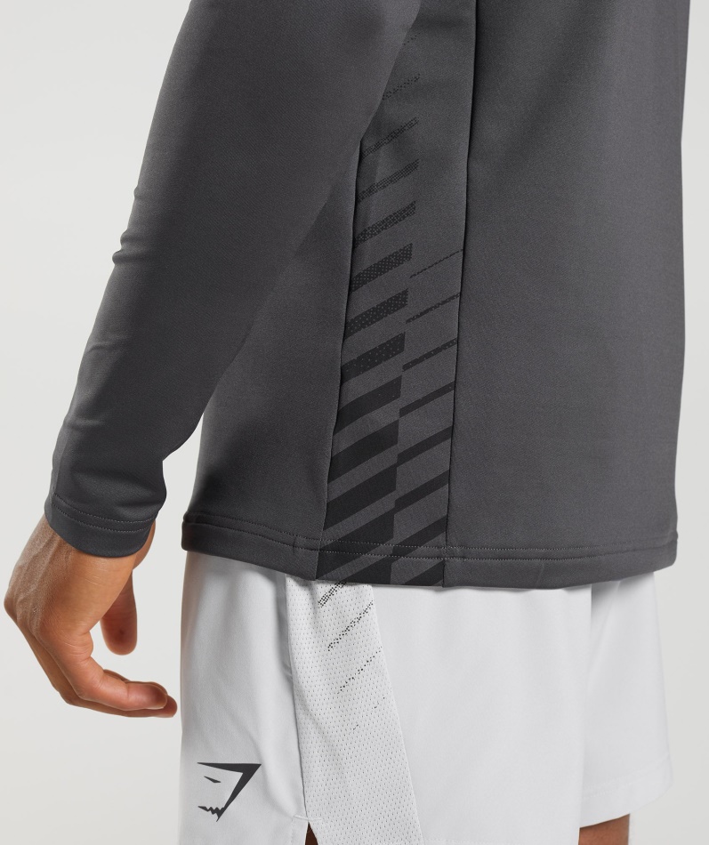 Gymshark Sport Stripe 1/4 Glidelås Onyx Grå