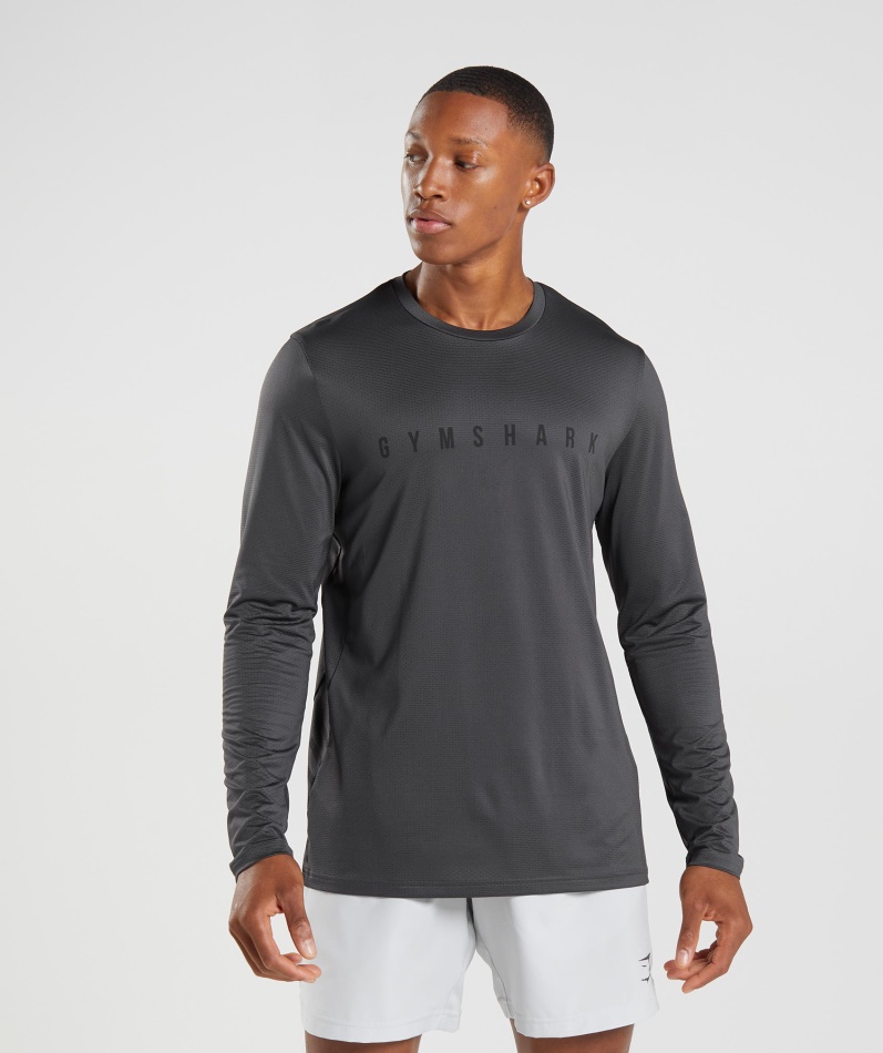 Gymshark Sport Stripe Langermet T-skjorte Onyx Grå