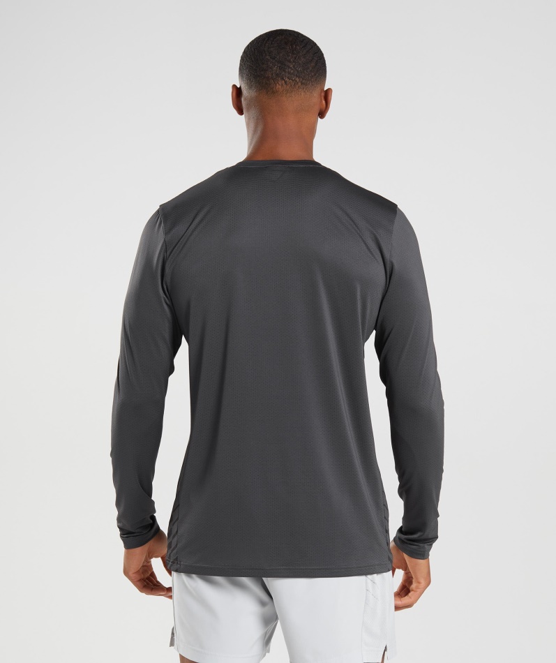 Gymshark Sport Stripe Langermet T-skjorte Onyx Grå