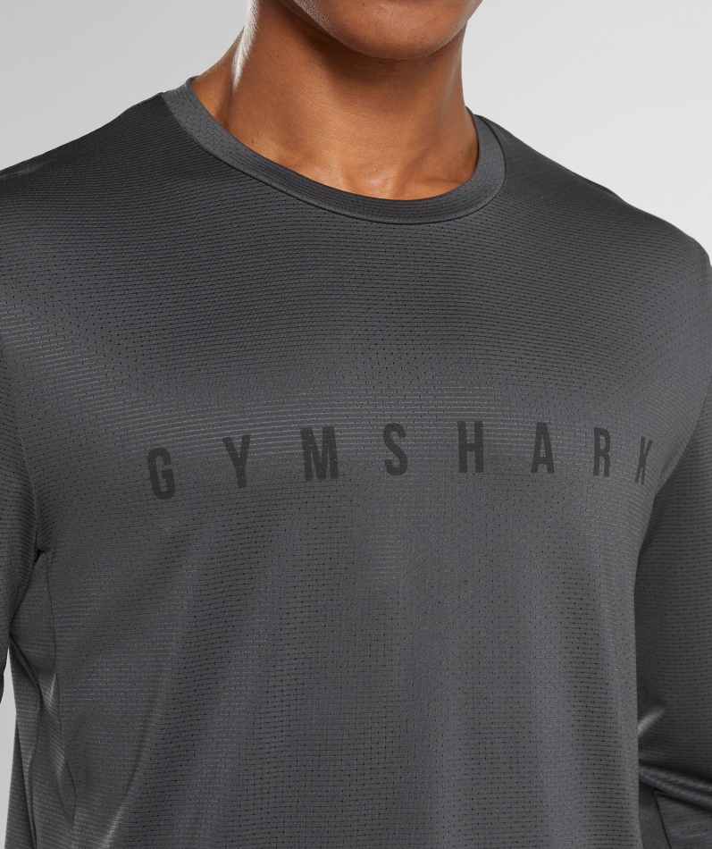Gymshark Sport Stripe Langermet T-skjorte Onyx Grå