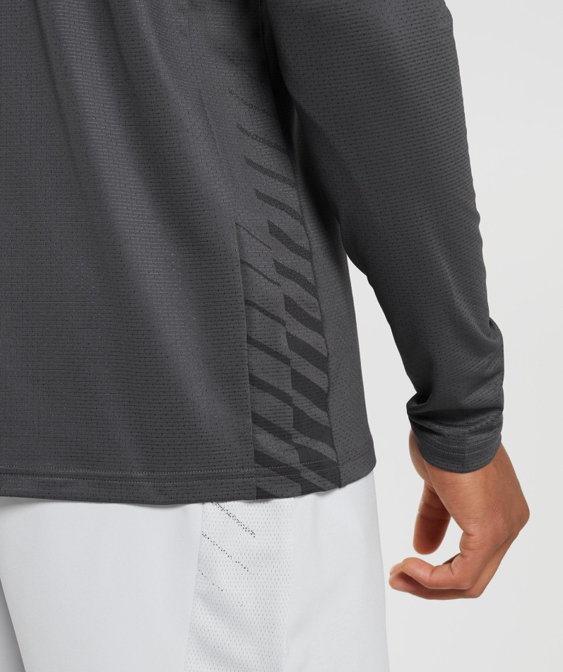 Gymshark Sport Stripe Langermet T-skjorte Onyx Grå