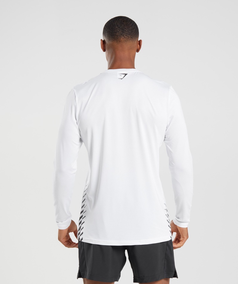 Gymshark Sport Stripe Langermet T-skjorte Hvit