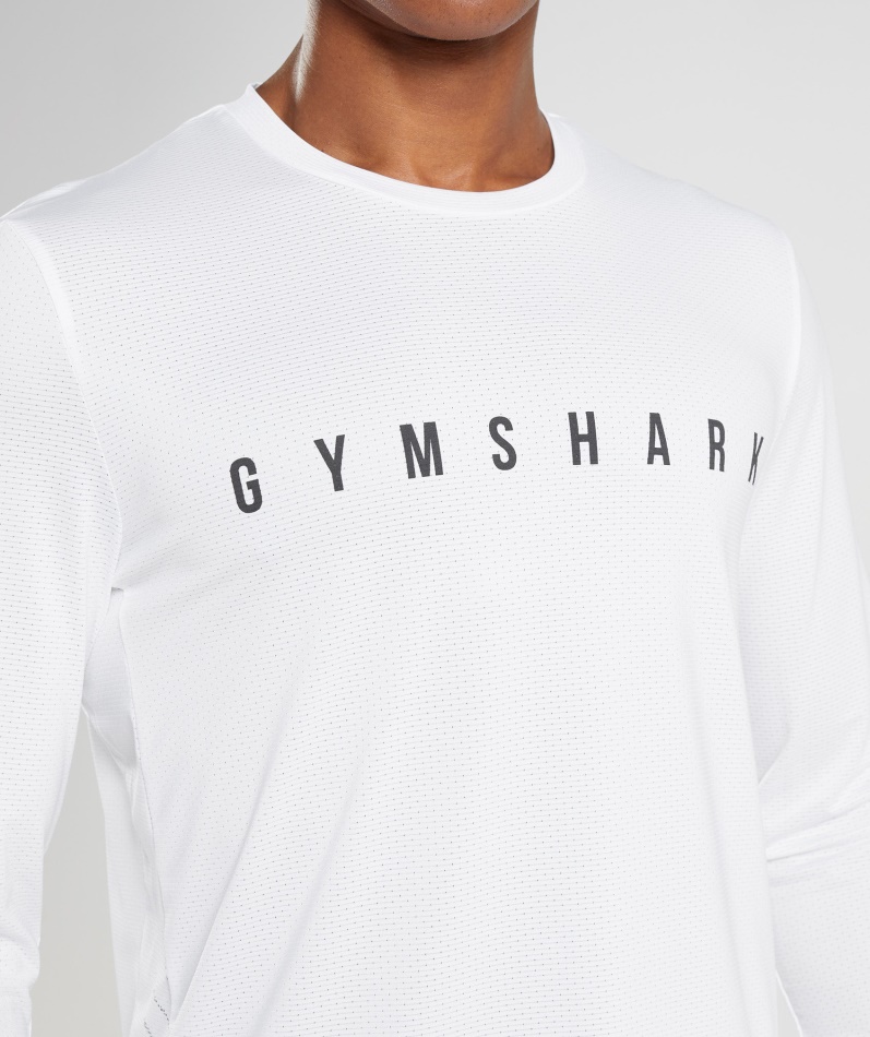 Gymshark Sport Stripe Langermet T-skjorte Hvit