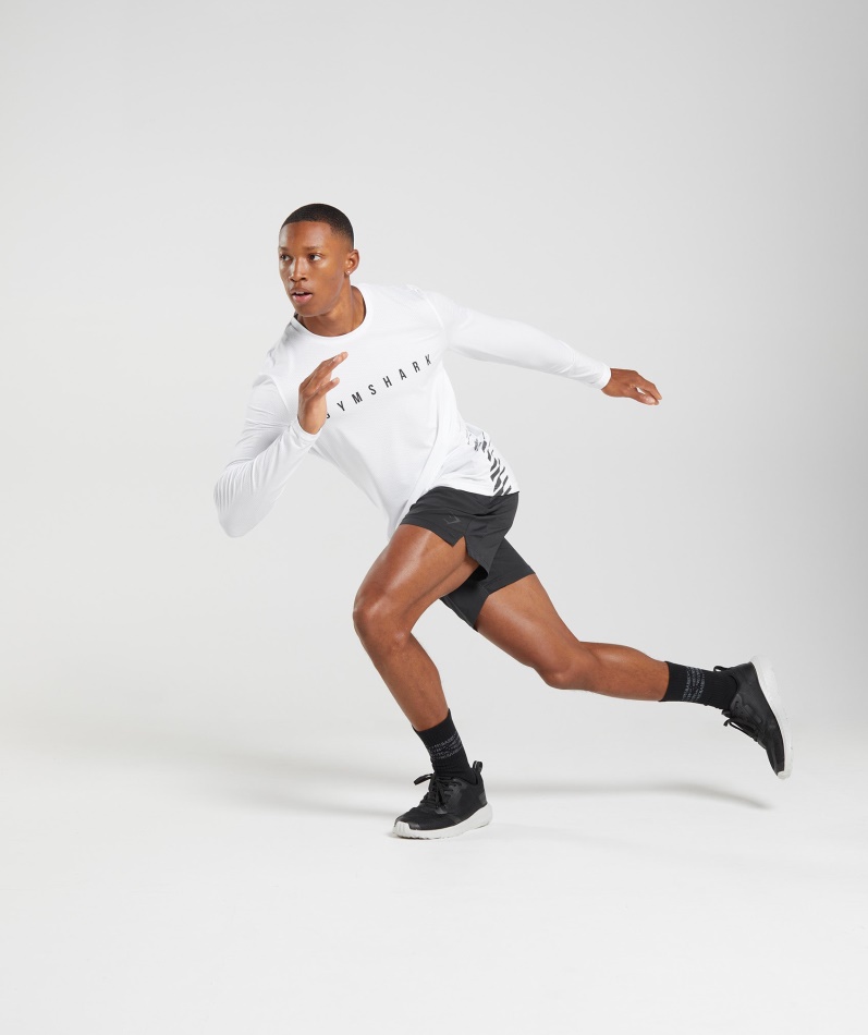 Gymshark Sport Stripe Langermet T-skjorte Hvit