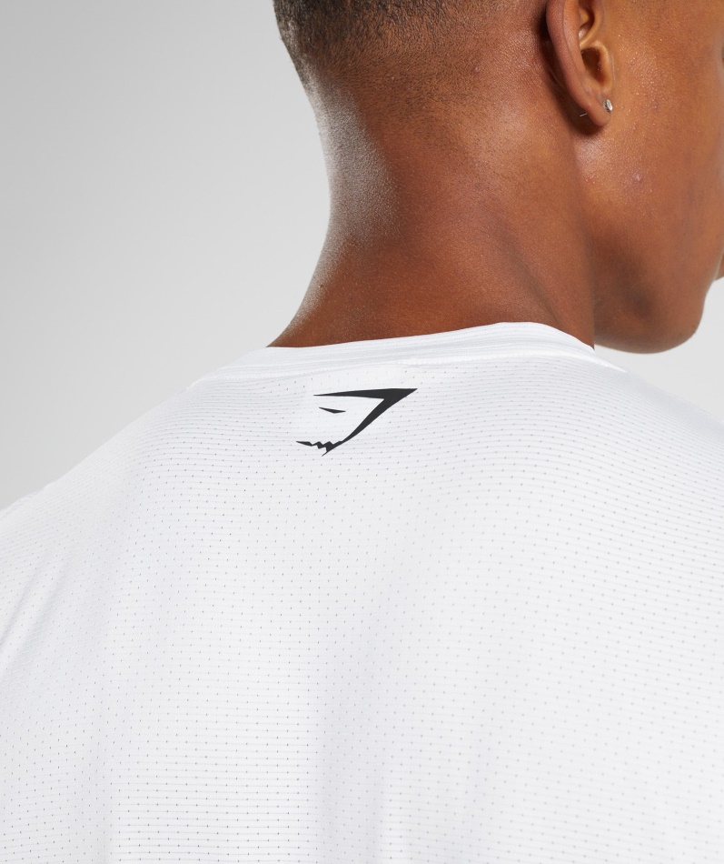 Gymshark Sport Stripe Langermet T-skjorte Hvit