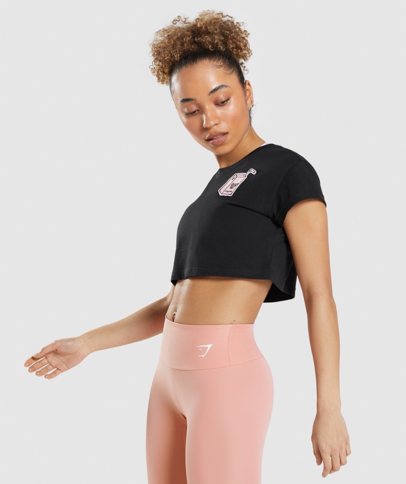 Gymshark Klistremerkepakke Crop Tee Svart
