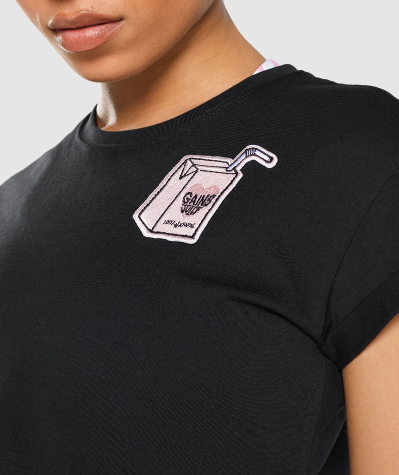 Gymshark Klistremerkepakke Crop Tee Svart