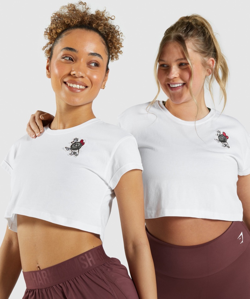 Gymshark Klistremerkepakke Crop Tee Hvit