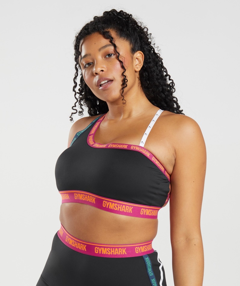 Gymshark Strike Sports-bh Svart-rosa-alpingrønn