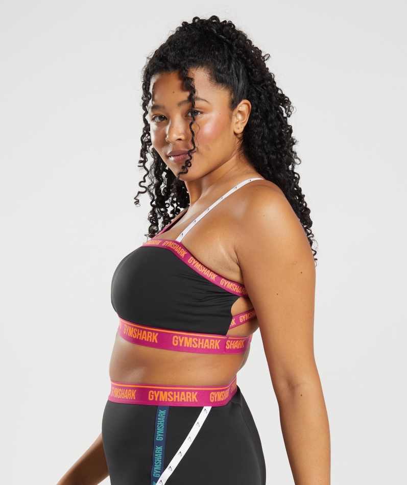 Gymshark Strike Sports-bh Svart-rosa-alpingrønn