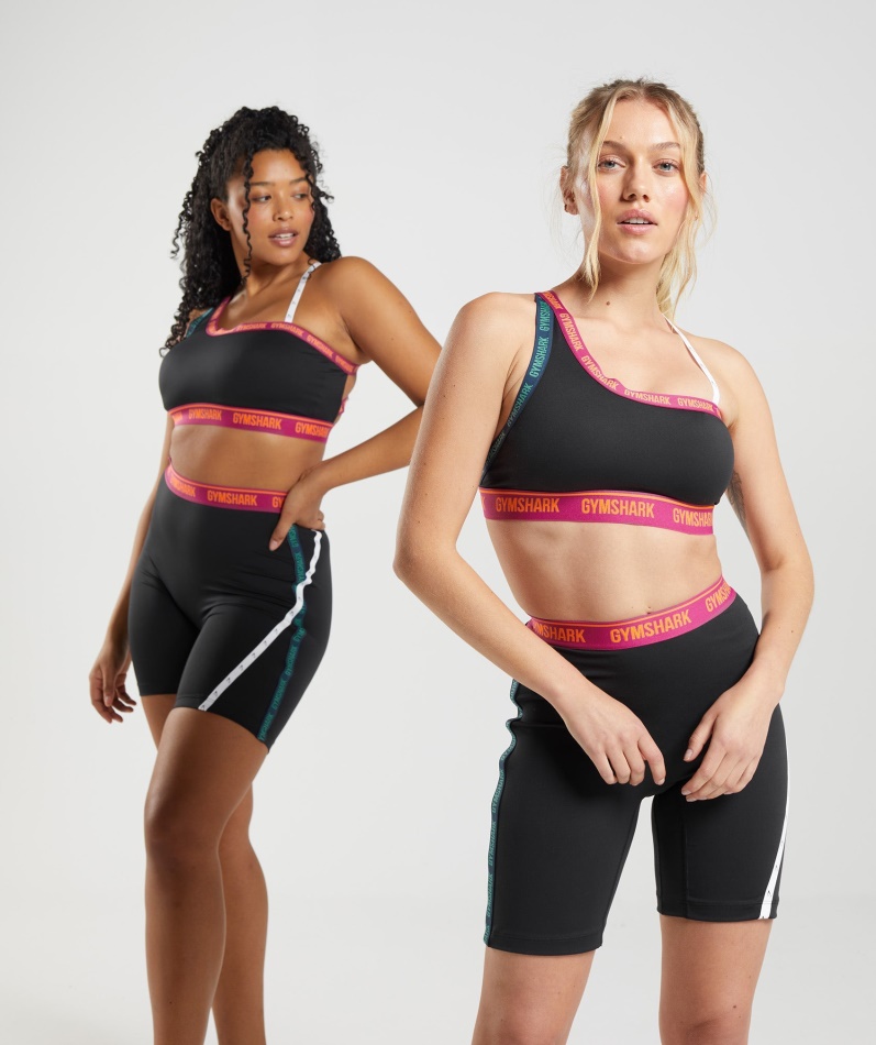 Gymshark Strike Sports-bh Svart-rosa-alpingrønn