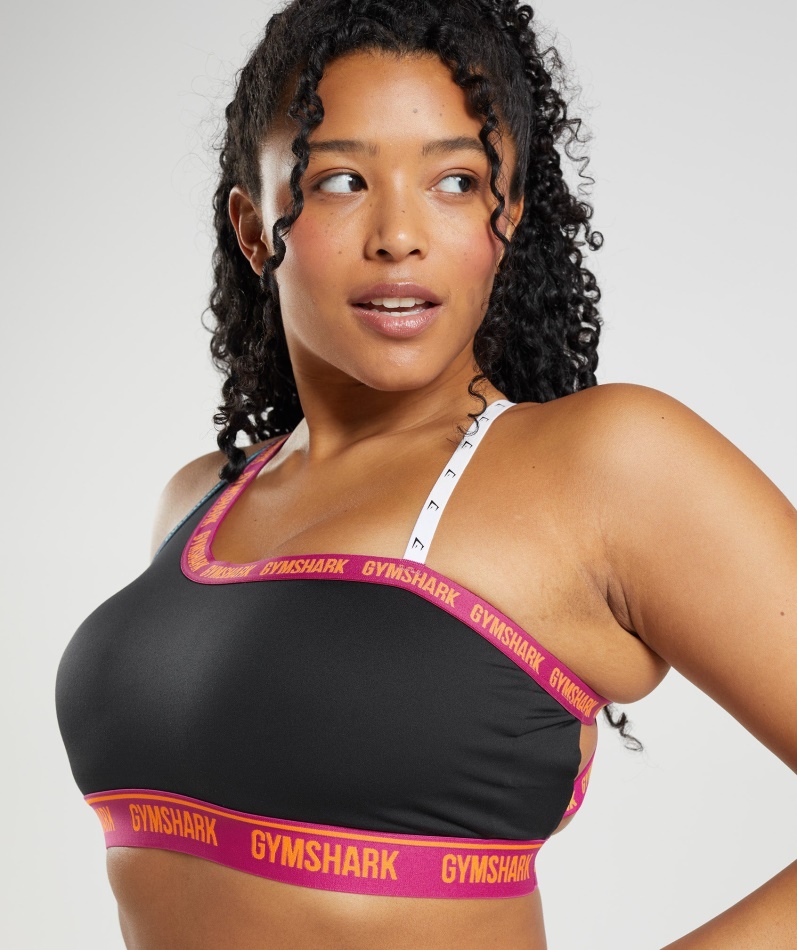 Gymshark Strike Sports-bh Svart-rosa-alpingrønn