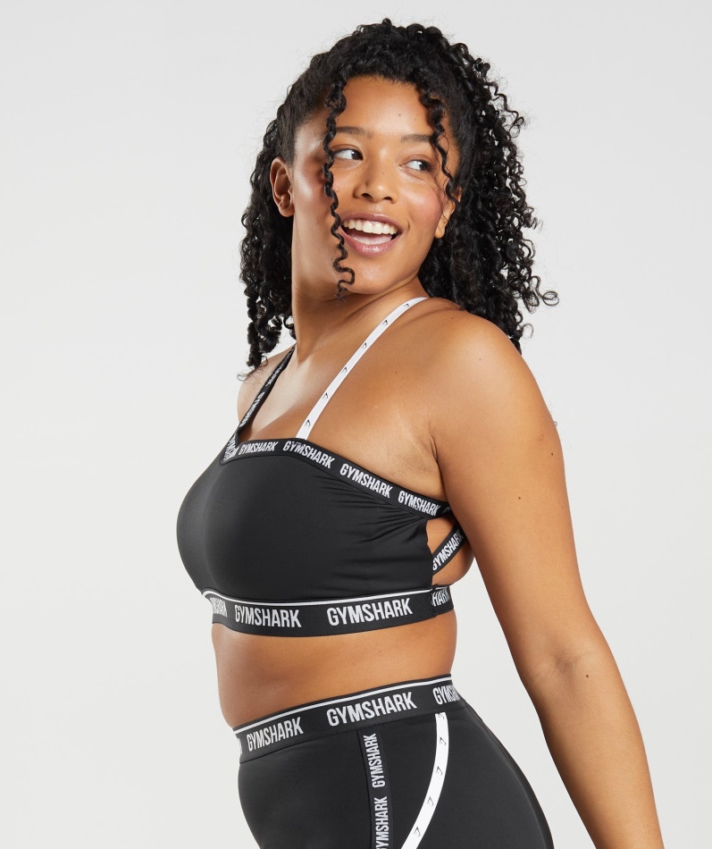 Gymshark Strike Sports-bh Svart-hvit
