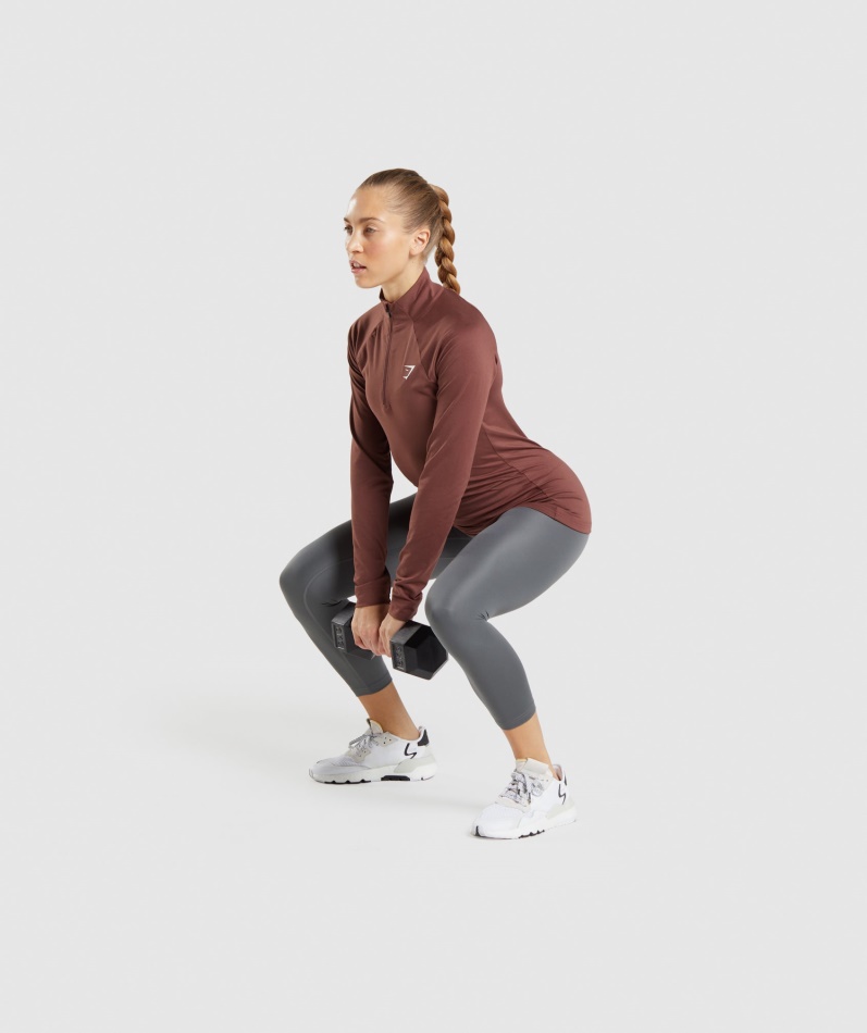 Gymhai Trening 1/4 Glidelås Kirsebærbrun