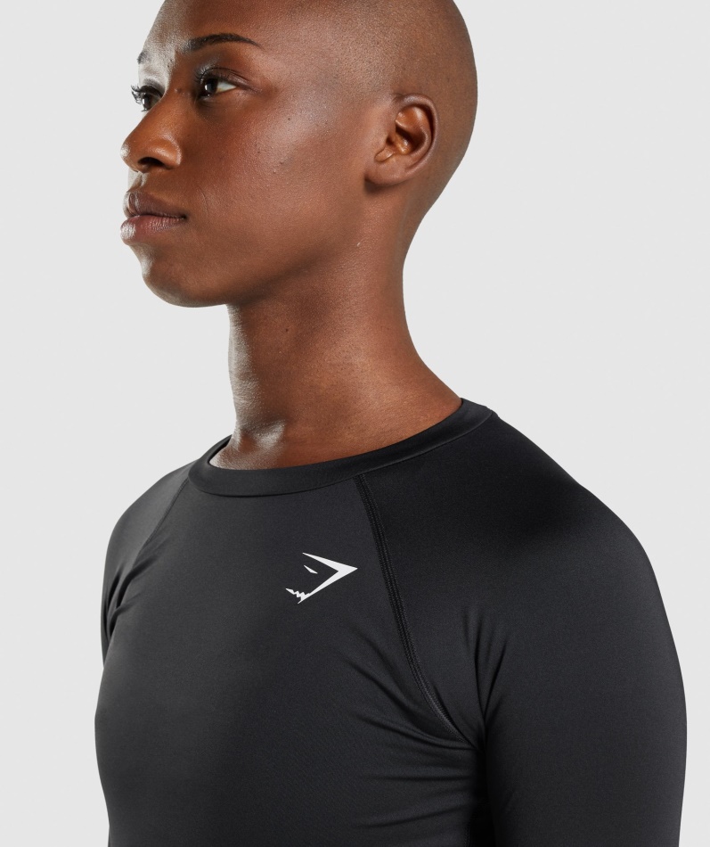 Gymshark Trening Baselayer Langermet Topp Svart
