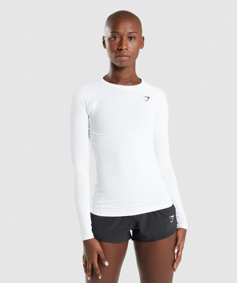 Gymshark Trening Baselayer Langermet Topp Hvit