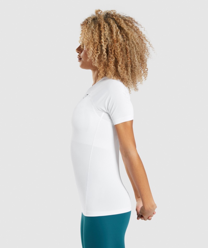 Gymshark Trening Baselayer T-skjorte Hvit