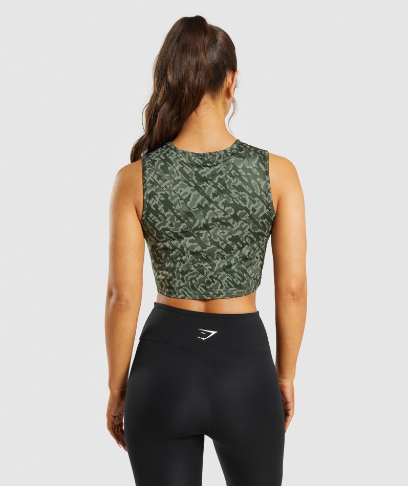Gymshark Trening Avling Tank Grønt Trykk