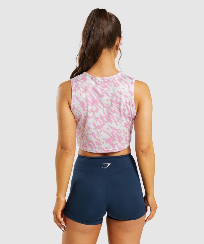 Gymshark Trening Crop Tank Rosa Trykk
