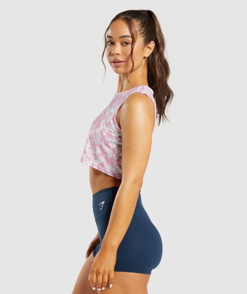 Gymshark Trening Crop Tank Rosa Trykk