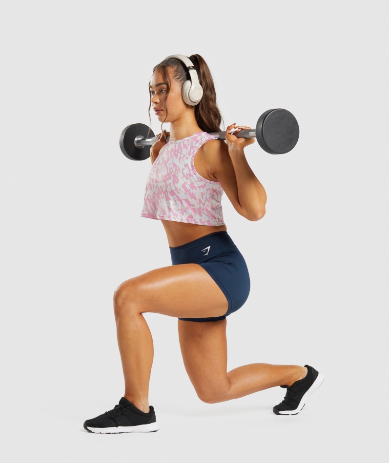 Gymshark Trening Crop Tank Rosa Trykk