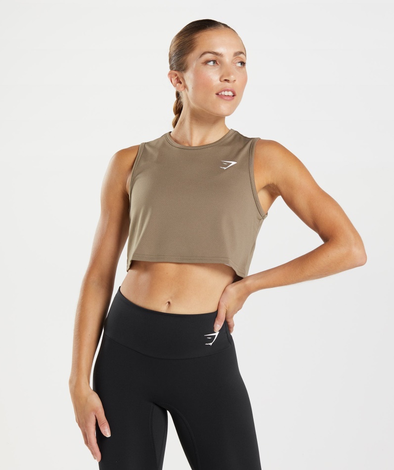 Gymshark Trening Crop Tank Soul Brown