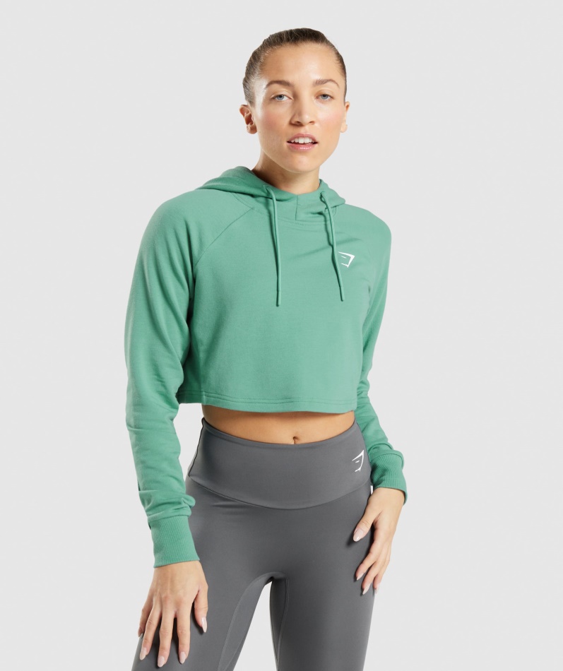 Gymshark Trening Cropped Hettegenser Alpingrønn