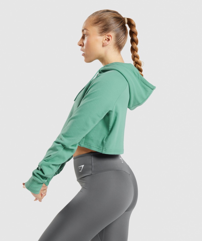 Gymshark Trening Cropped Hettegenser Alpingrønn